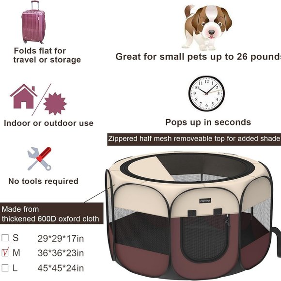 Foldable Pet Playpen and Puppy playpen Pet Tent with Carrying Case - Picture 2 of 6